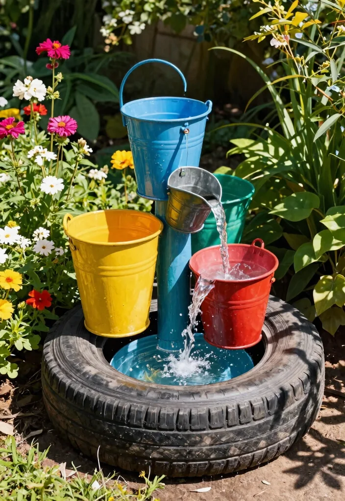 9 DIY Outdoor Fountain Installation Ideas Easy Guide 6. Recycled Material Fountain 0