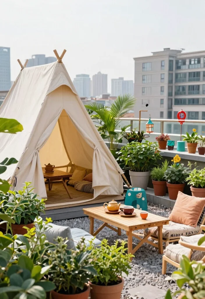 9 Epic Roof Top Tent on Canopy Setups for Overlanding 6. Cozy Rooftop Tea Garden 0