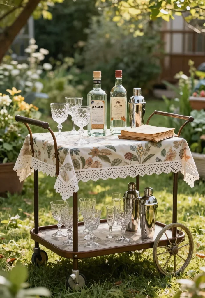 9 Fun Utility Cart Bar Ideas for Entertaining Guests 4. Vintage Vibes 0