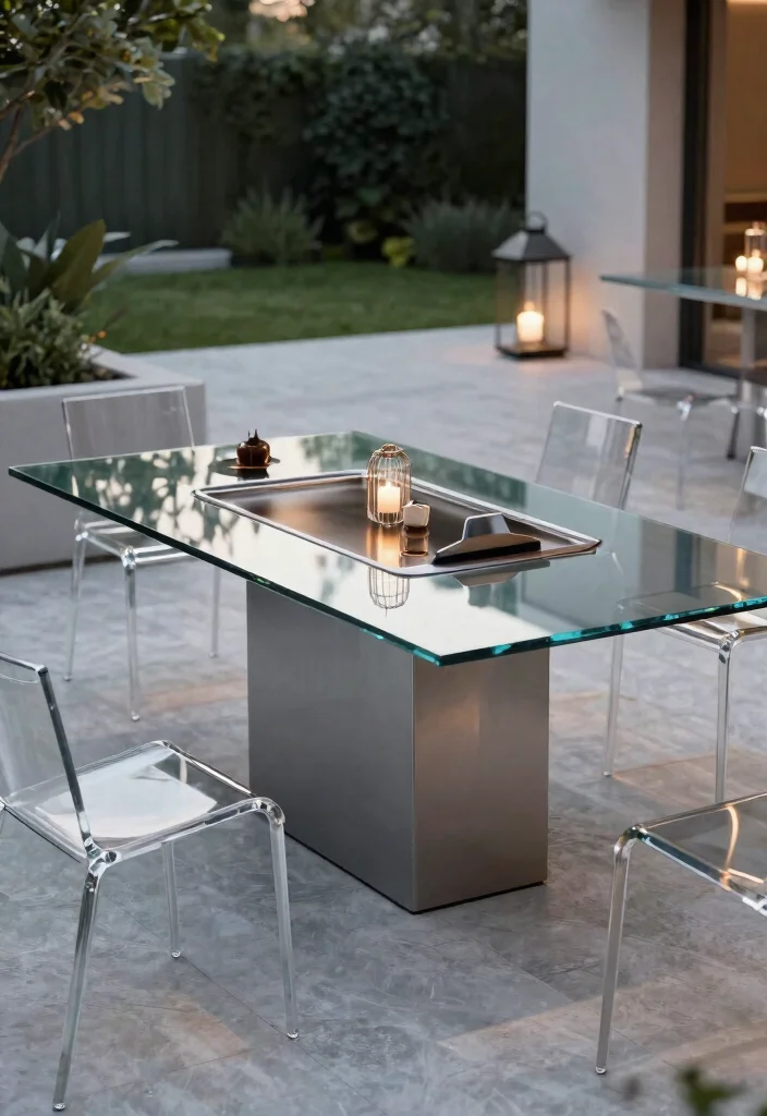 9 Luxury Teppanyaki Grill Table Ideas for Entertaining 4. Modern Elegance with Glass Accents 0