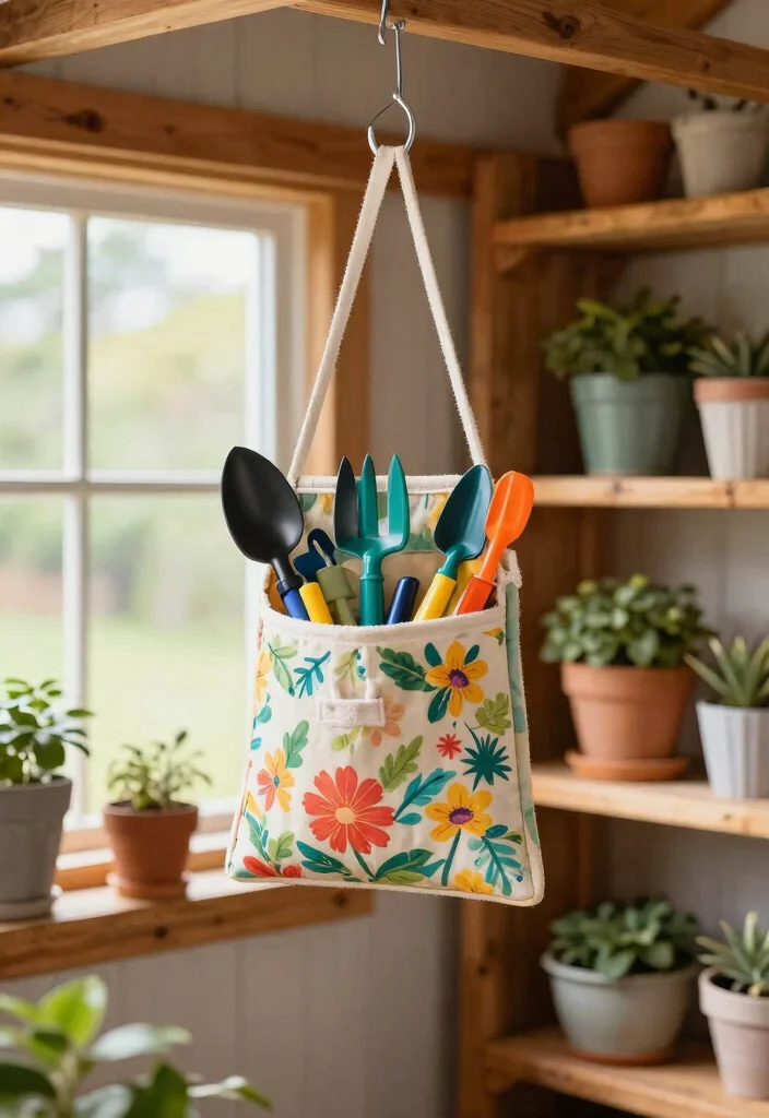 9 Practical Tool Shed Layout Ideas for Small Spaces 4. Hanging Garden Tool Bags 0