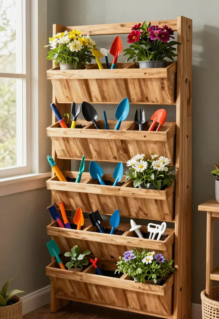 9 Practical Tool Shed Layout Ideas for Small Spaces 8. Vertical Planter Tool Storage 0