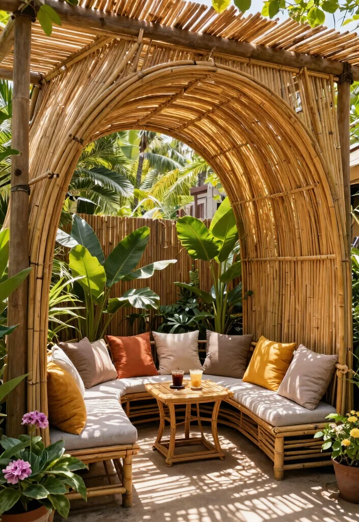 9 Stylish Patio Door Canopy Ideas for Weather Protection 5. Eco Friendly Bamboo Canopy 0