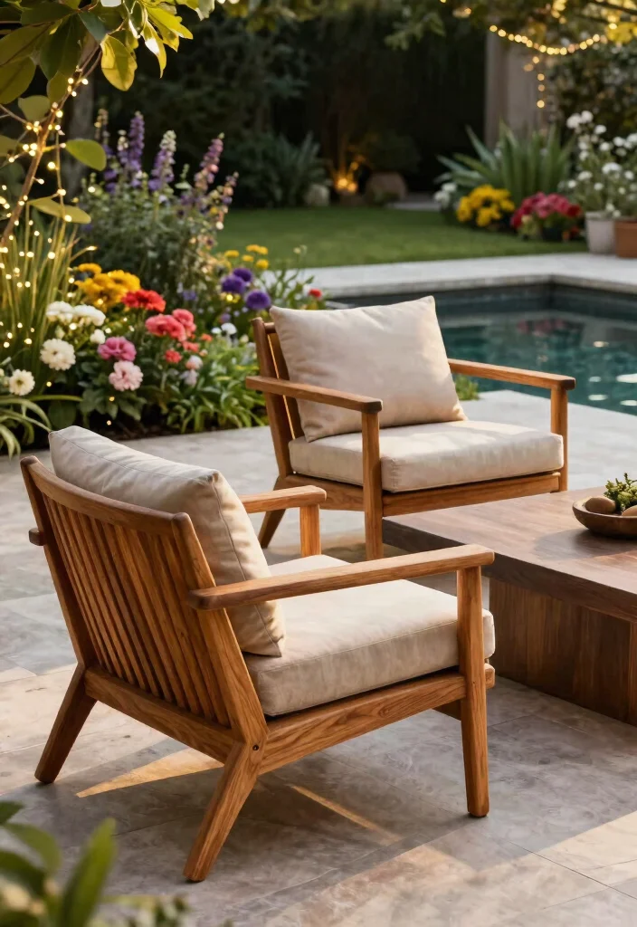10 Best Outdoor Patio Chair Options for Durability 2. Teak Wood Lounge Chairs 0