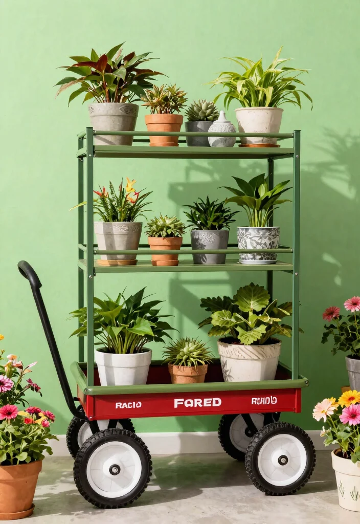 11 Adorable Radio Flyer Wagon Ideas Garden Planters 11. Wagon Garden Shelf 0