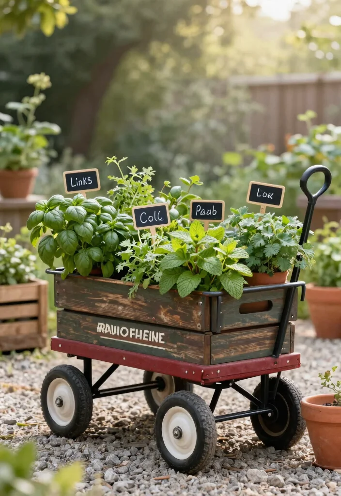 11 Adorable Radio Flyer Wagon Ideas Garden Planters 2. Rustic Wagon Herb Garden 0