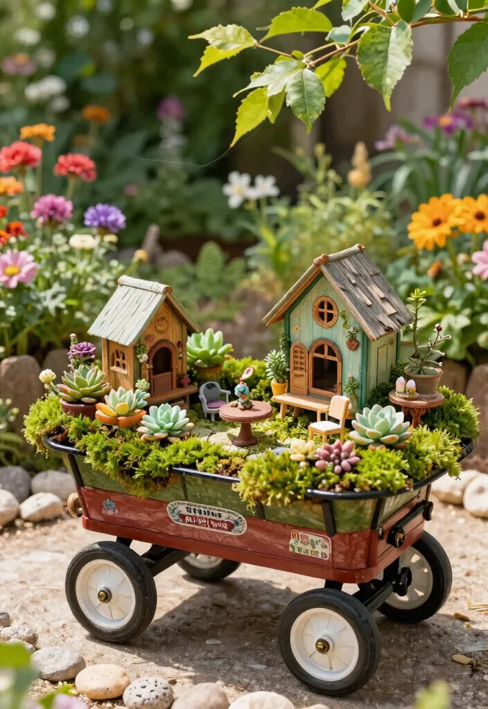11 Adorable Radio Flyer Wagon Ideas Garden Planters 3. Whimsical Wagon Fairy Garden 0