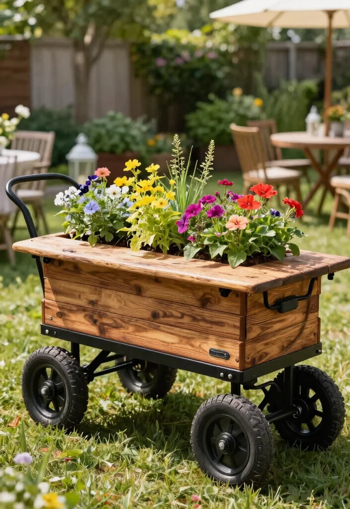 11 Adorable Radio Flyer Wagon Ideas Garden Planters 7. Wagon Table Planter 0
