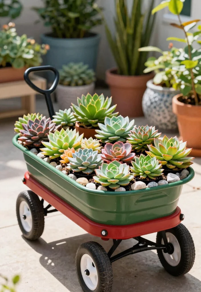 11 Adorable Radio Flyer Wagon Ideas Garden Planters 9. Wagon Succulent Garden 0