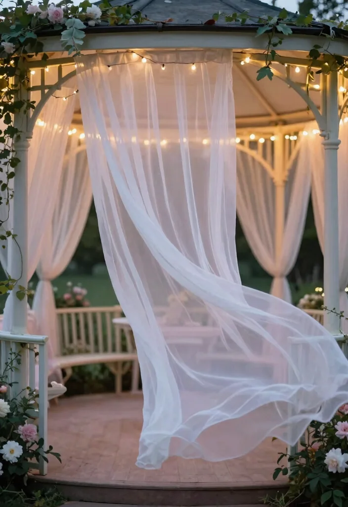 11 Beautiful Outdoor Gazebo Curtain Ideas for Cozy Nights 1 11 Beautiful Outdoor Gazebo Curtain Ideas for Cozy Nights 1. Sheer Elegance 0