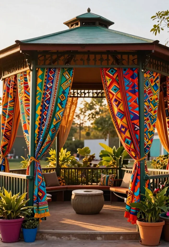 11 Beautiful Outdoor Gazebo Curtain Ideas for Cozy Nights 2 11 Beautiful Outdoor Gazebo Curtain Ideas for Cozy Nights 2. Bold Patterns 0