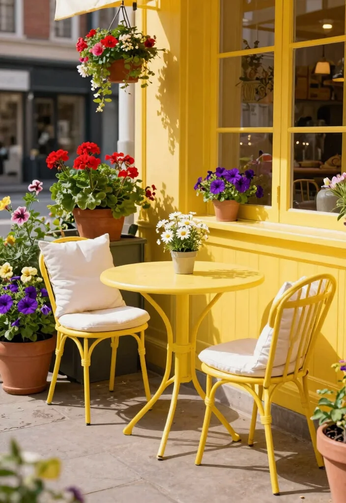 11 Bright Bistro Set Color Ideas to Pop in Your Yard 1. Sunny Yellow for a Cheerful Vibe 0