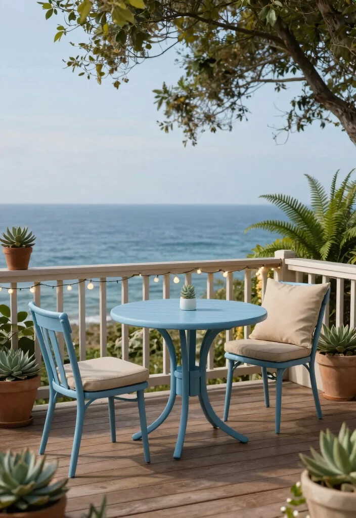 11 Bright Bistro Set Color Ideas to Pop in Your Yard 2. Ocean Blue for Calm and Relaxation 0