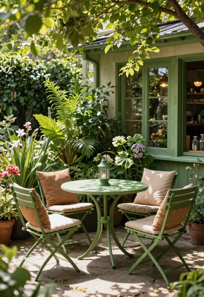 11 Bright Bistro Set Color Ideas to Pop in Your Yard 4. Fresh Green for Nature Lovers 0