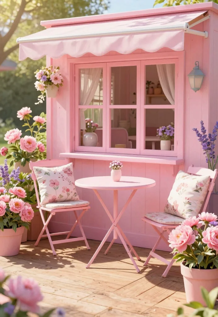 11 Bright Bistro Set Color Ideas to Pop in Your Yard 5. Playful Pink for a Feminine Touch 0