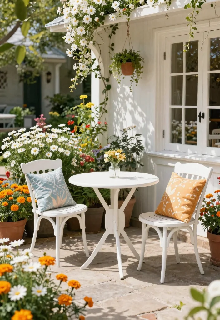 11 Bright Bistro Set Color Ideas to Pop in Your Yard 6. Classic White for Timeless Elegance 0
