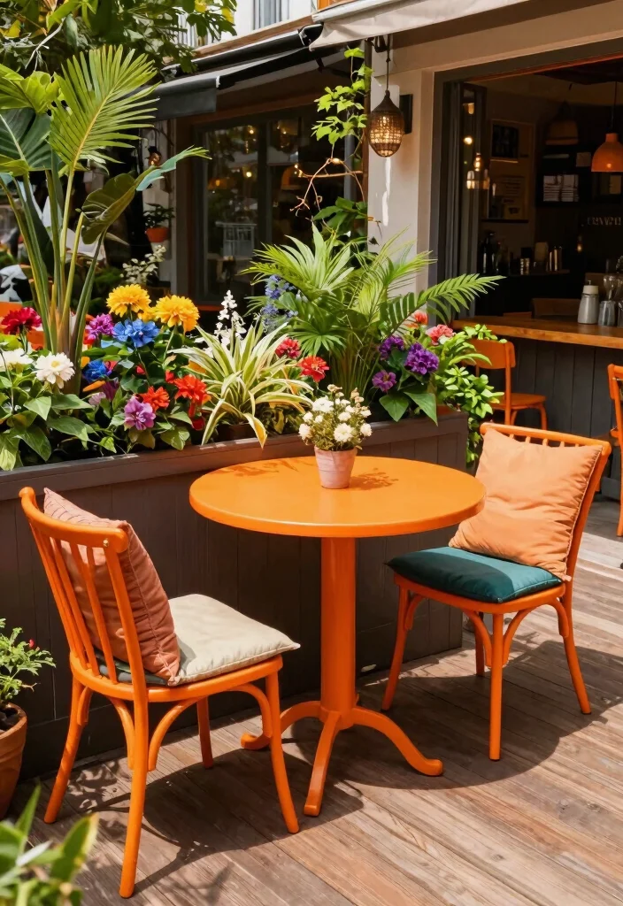 11 Bright Bistro Set Color Ideas to Pop in Your Yard 7. Warm Orange for Invigoration 0