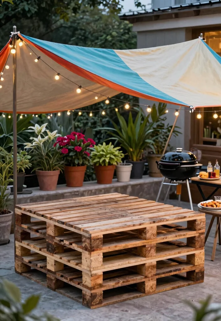 11 Clever Grill Canopy DIY Patio Ideas for BBQ Lovers 1. Repurposed Pallet Canopy 0