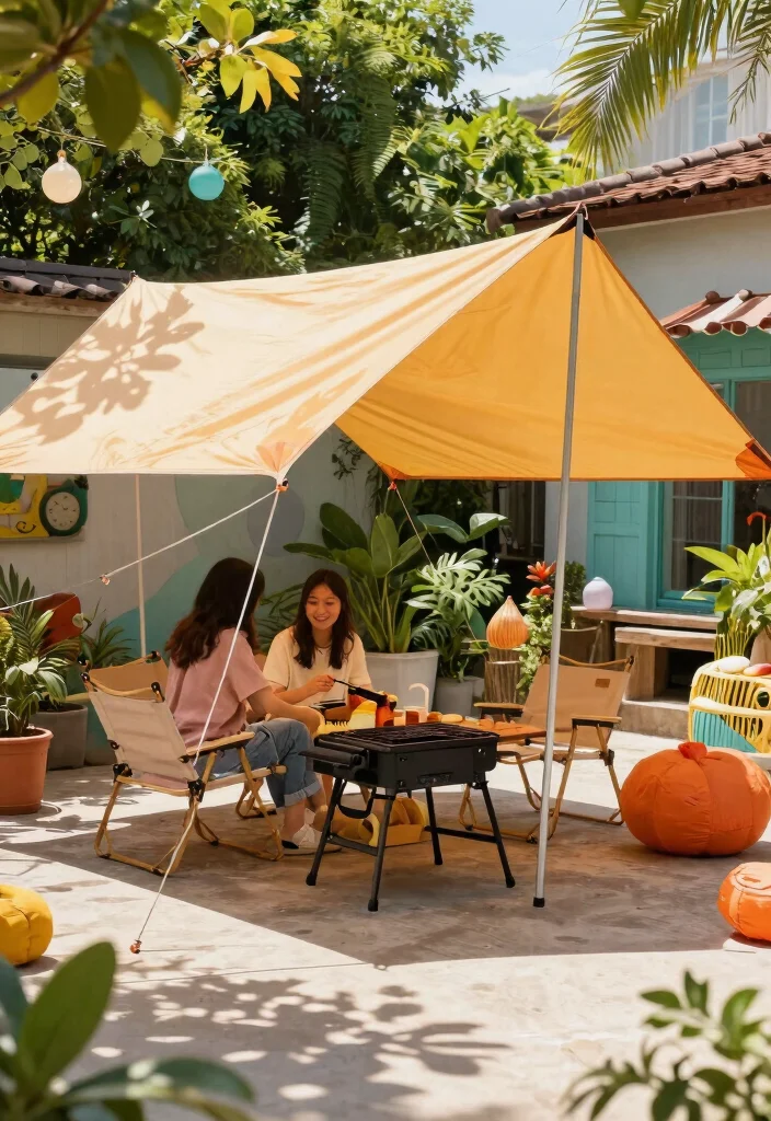 11 Clever Grill Canopy DIY Patio Ideas for BBQ Lovers 4. Foldable Canopy Tent 0