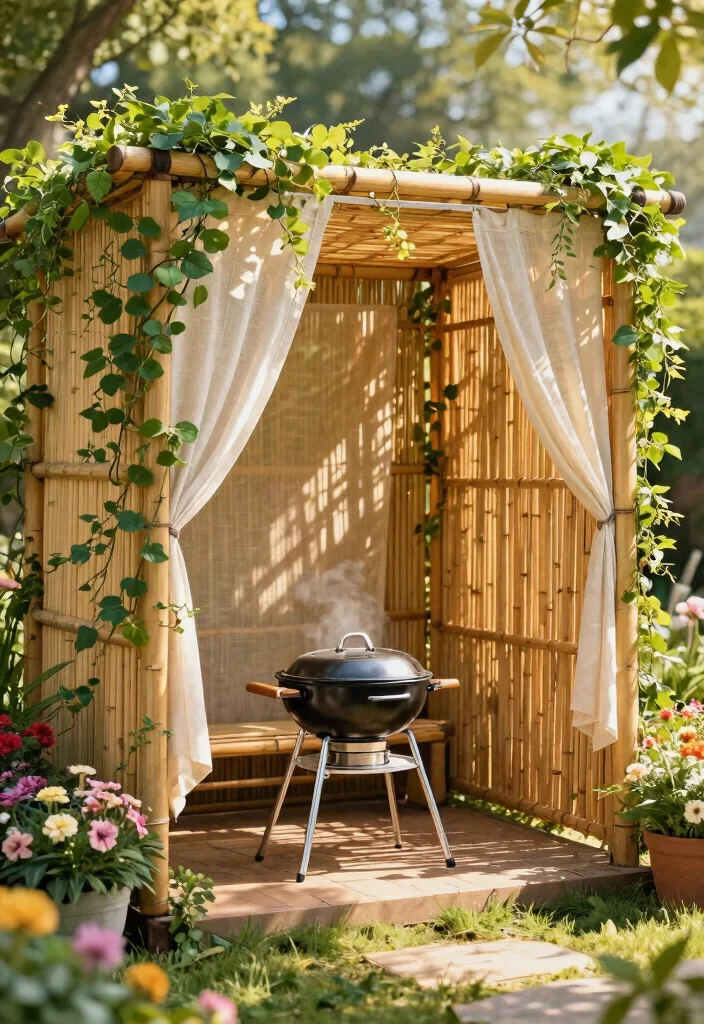 11 Clever Grill Canopy DIY Patio Ideas for BBQ Lovers 5. Eco Friendly Bamboo Canopy 0
