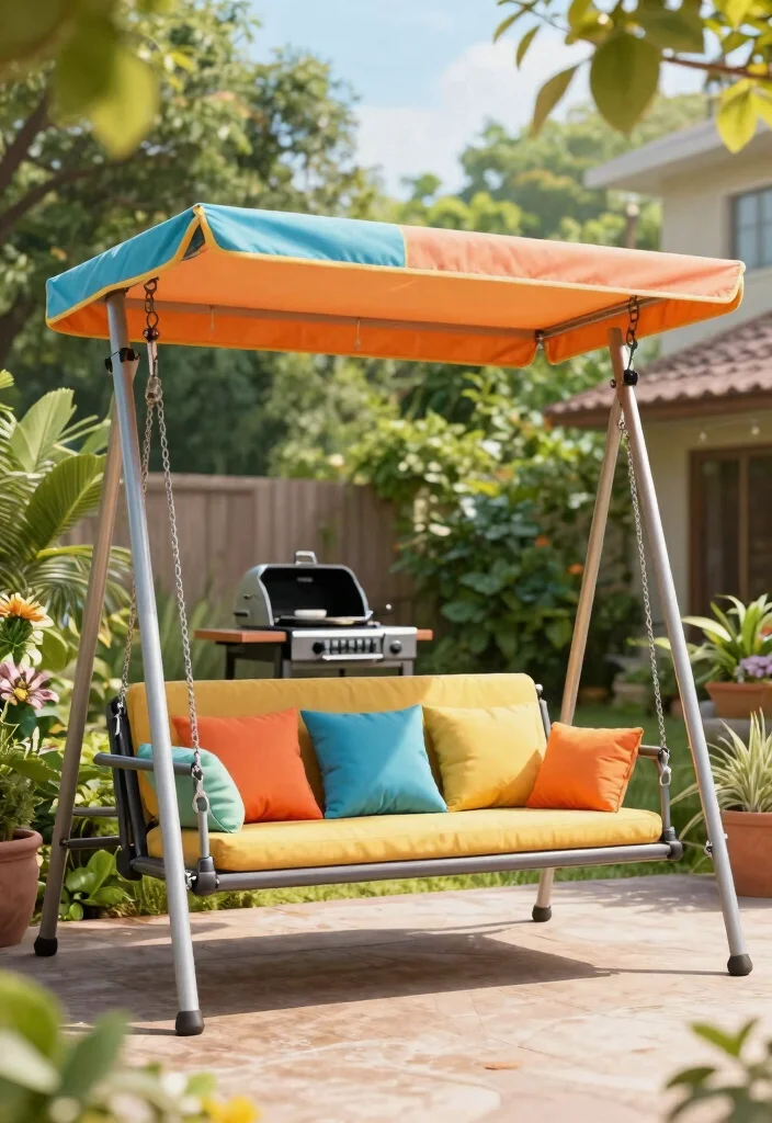 11 Clever Grill Canopy DIY Patio Ideas for BBQ Lovers 9. Canopy Swing Frame 0