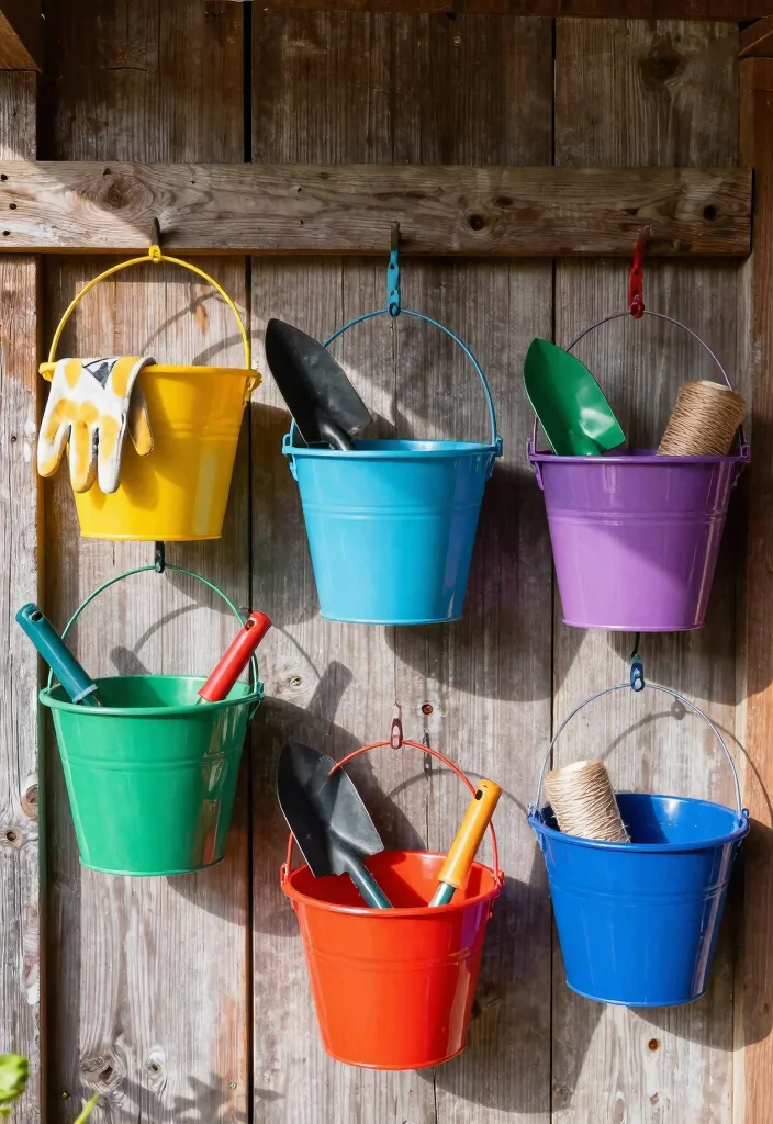 11 Easy DIY Tool Storage Organizing Ideas Shed Upgrades 6 11 Easy DIY Tool Storage Organizing Ideas Shed Upgrades 6. Hanging Bucket Storage 0