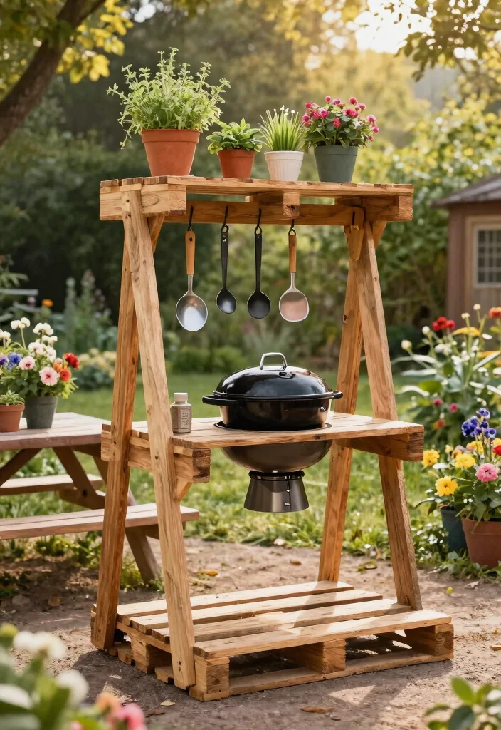 11 Easy Table Top Grill Stand DIY Projects Custom Build 1. Rustic Pallet Grill Stand 0