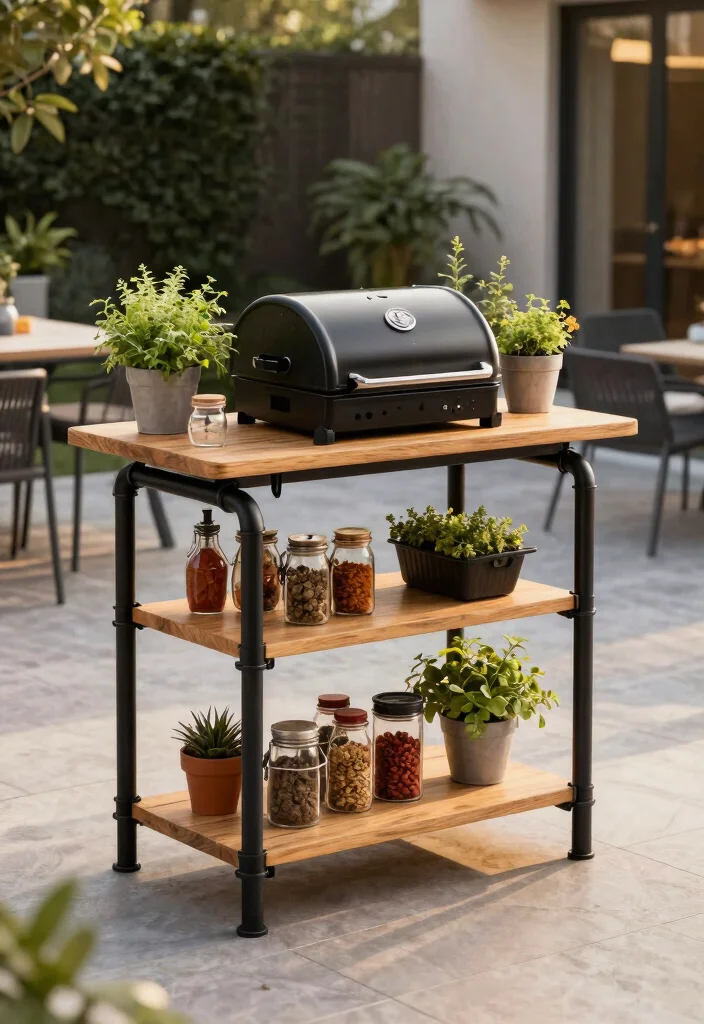 11 Easy Table Top Grill Stand DIY Projects Custom Build 3. Industrial Pipe Grill Stand 0