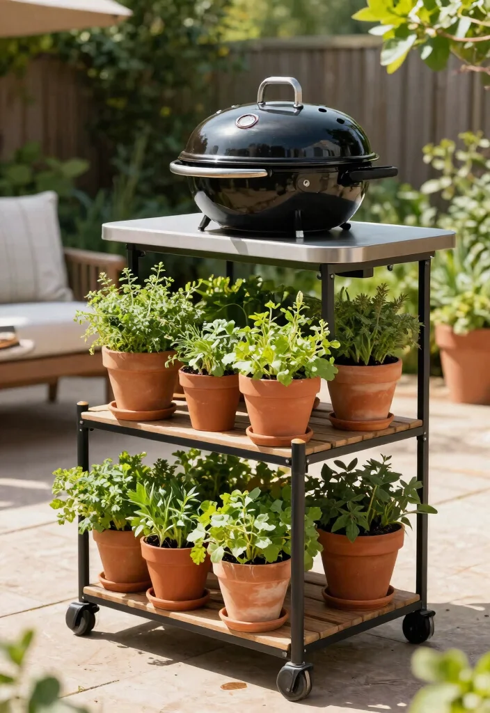 11 Easy Table Top Grill Stand DIY Projects Custom Build 4. Tiered Planter Grill Stand 0