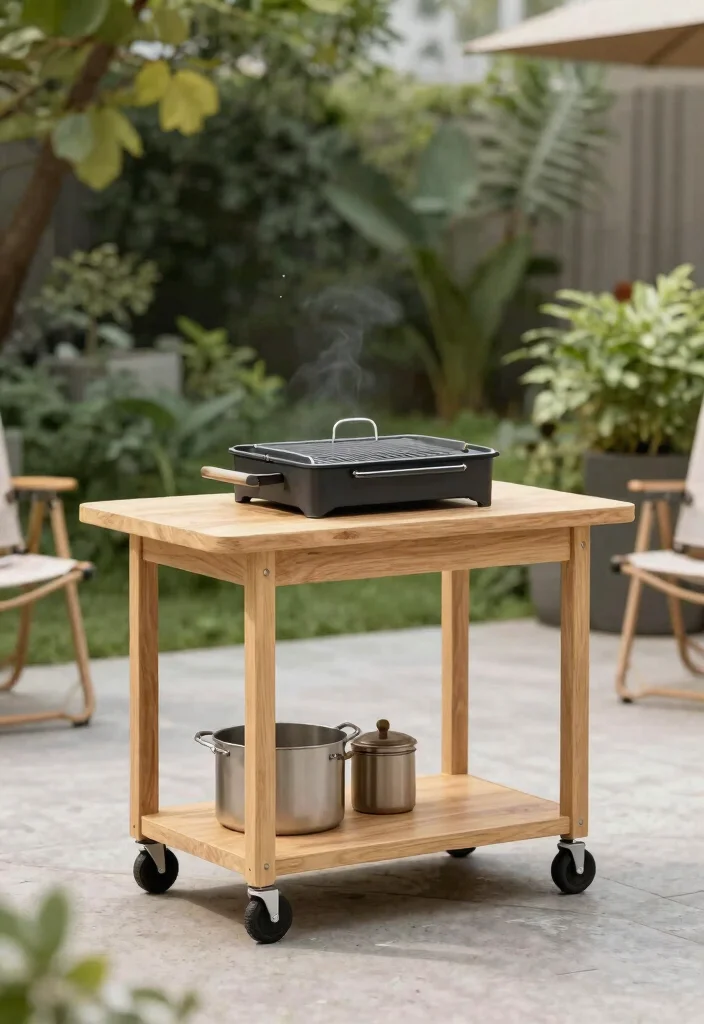 11 Easy Table Top Grill Stand DIY Projects Custom Build 6. Minimalist Wooden Cart Grill Stand 0