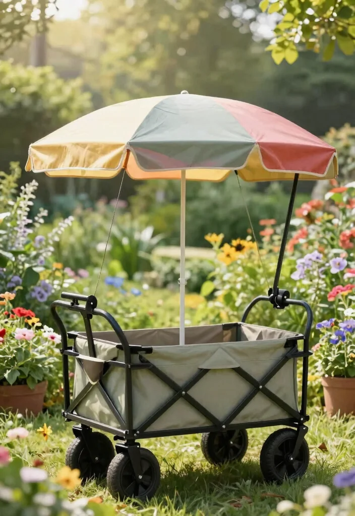 11 Genius Garden Cart Upgrade Ideas DIY Hacks 7. Custom Shade Canopy 0