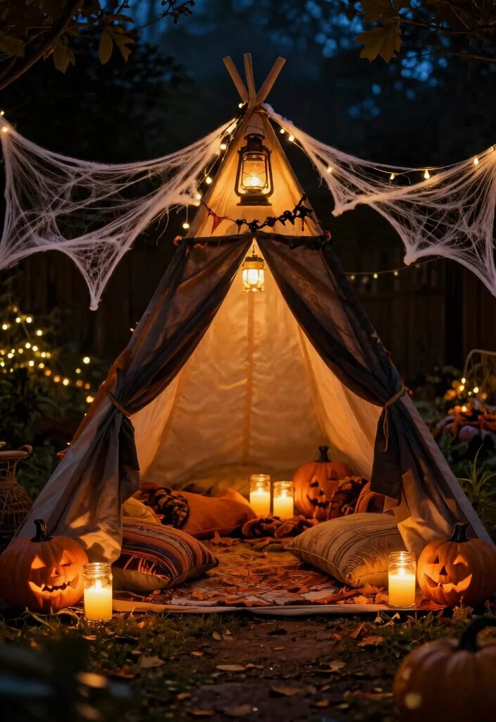 11 Spooky Halloween Canopy Tent Decorating Ideas for Outdoor Movie Nights 2 11 Spooky Halloween Canopy Tent Decorating Ideas for Outdoor Movie Nights 2. Creepy Candlelight Ambiance 0