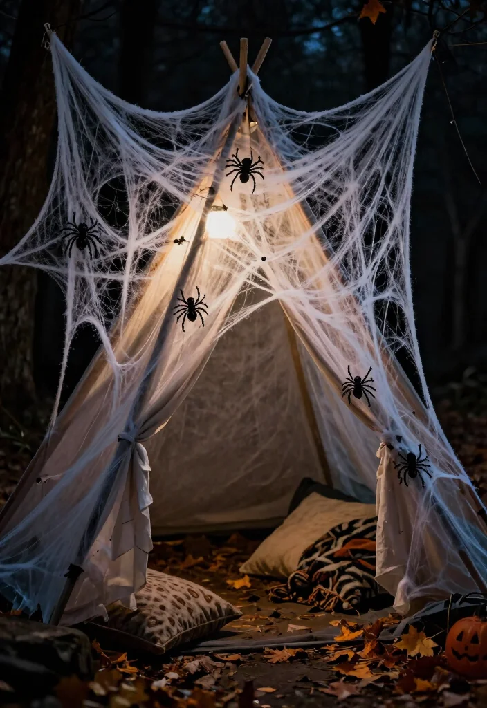 11 Spooky Halloween Canopy Tent Decorating Ideas for Outdoor Movie Nights 4 11 Spooky Halloween Canopy Tent Decorating Ideas for Outdoor Movie Nights 4. Cobweb Creations 0