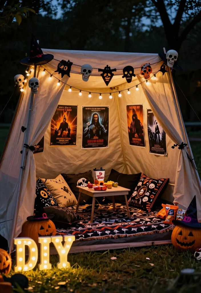 11 Spooky Halloween Canopy Tent Decorating Ideas for Outdoor Movie Nights 5 11 Spooky Halloween Canopy Tent Decorating Ideas for Outdoor Movie Nights 5. Themed Movie Setup 0