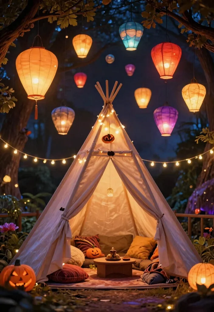 11 Spooky Halloween Canopy Tent Decorating Ideas for Outdoor Movie Nights 9 11 Spooky Halloween Canopy Tent Decorating Ideas for Outdoor Movie Nights 9. Whimsical Floating Lanterns 0