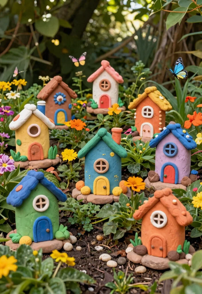 11 Stunning Garden Pottery Sculpture Ideas (Clay Art) 1 11 Stunning Garden Pottery Sculpture Ideas Clay Art 1. Whimsical Fairy Houses 0