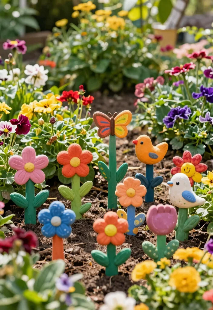 11 Stunning Garden Pottery Sculpture Ideas (Clay Art) 6 11 Stunning Garden Pottery Sculpture Ideas Clay Art 6. Clay Flower Stakes 0