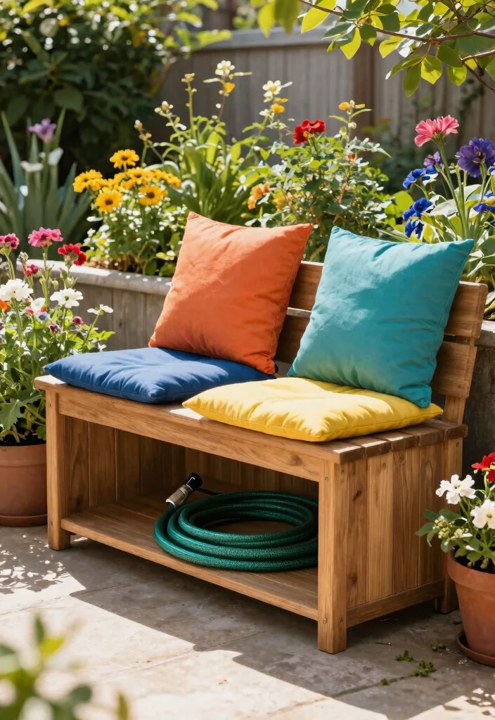 11 Sturdy Hose Reel Mounting Ideas Brick and Wood 10. Multi Purpose Bench with Hose Storage 0