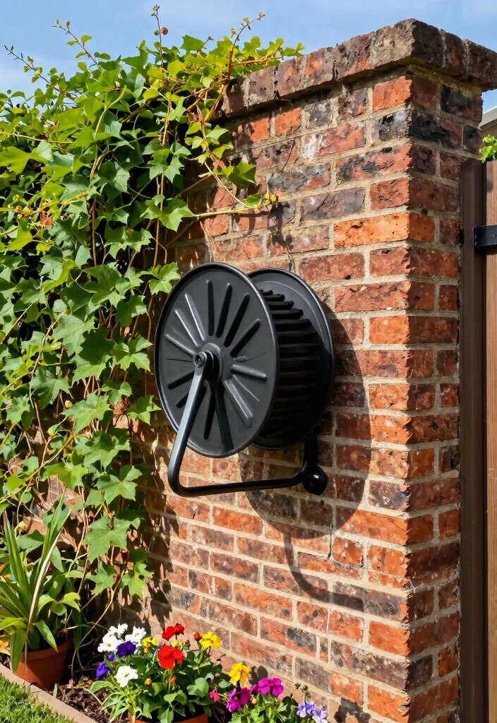 11 Sturdy Hose Reel Mounting Ideas Brick and Wood 2. Vertical Brick Wall Installation 0