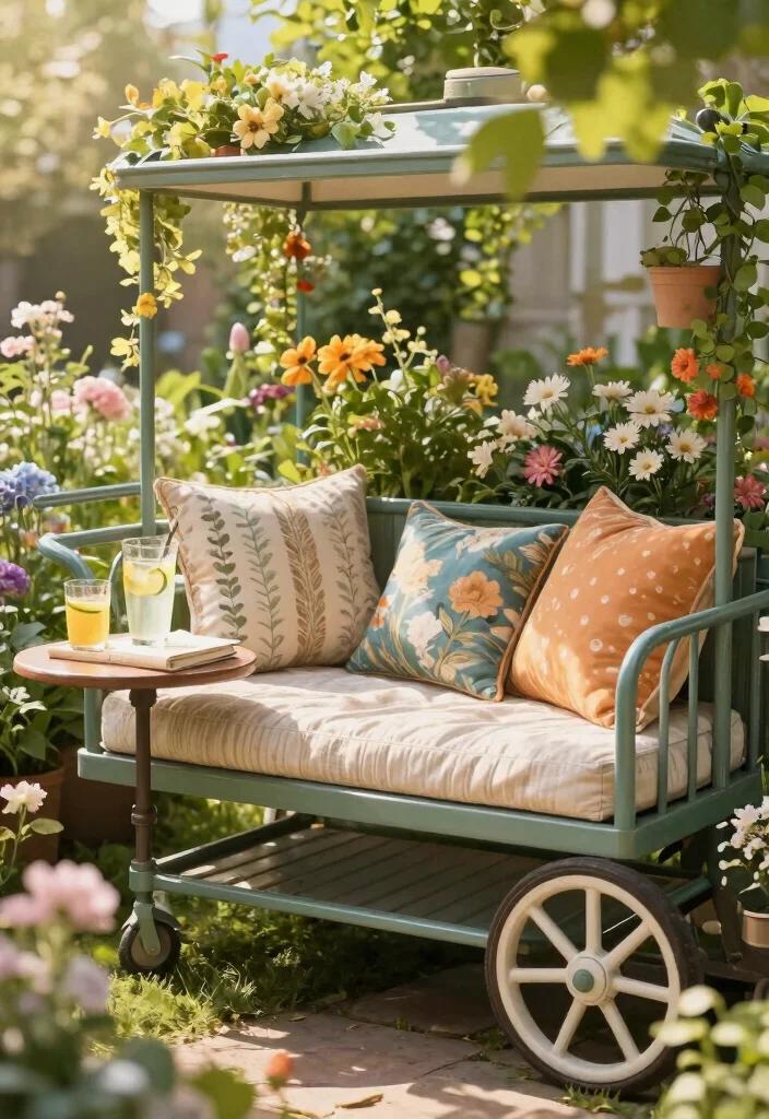 13 Charming Vintage Garden Cart Ideas Rustic Decor 6. Cozy Seating Nook 0