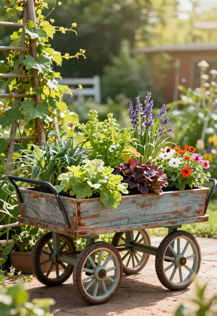 13 Charming Vintage Garden Cart Ideas Rustic Decor 9. DIY Planter Box 0