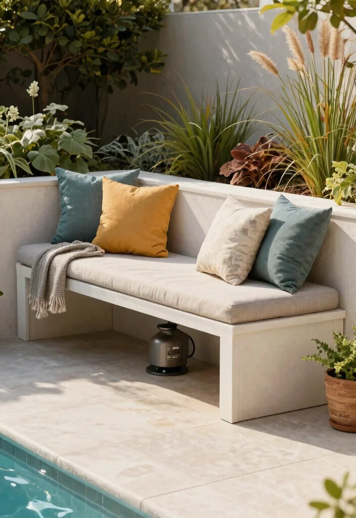 13 Clever Ideas to Hide Pool Pump and Heater DIY Tricks 12. Garden Bench with Storage 0