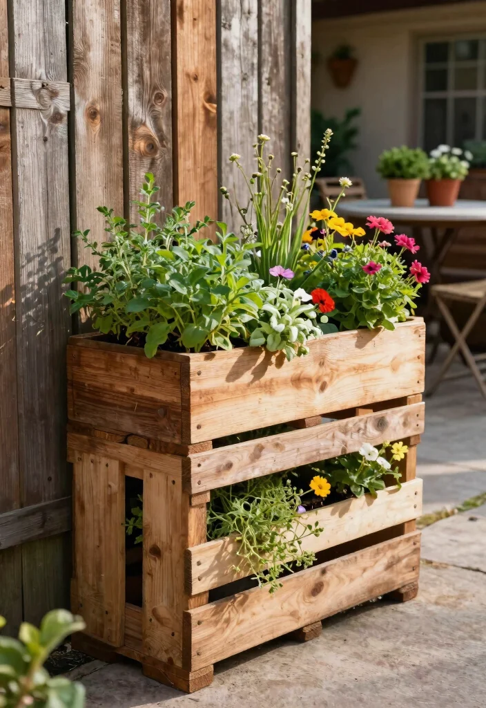 13 DIY Deck Planter Box Ideas for a Green Patio 1 13 DIY Deck Planter Box Ideas for a Green Patio 1. Vertical Pallet Planter 0