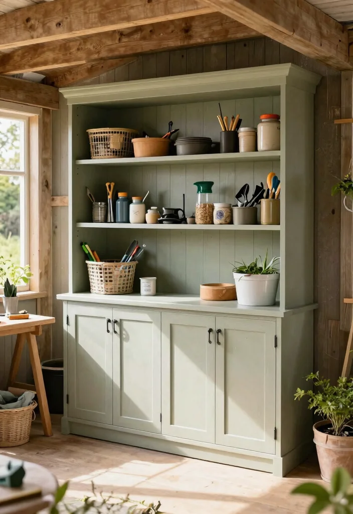 13 Heavy Duty Tool Shed Shelving Ideas DIY Builds 10. Built In Cabinets 0