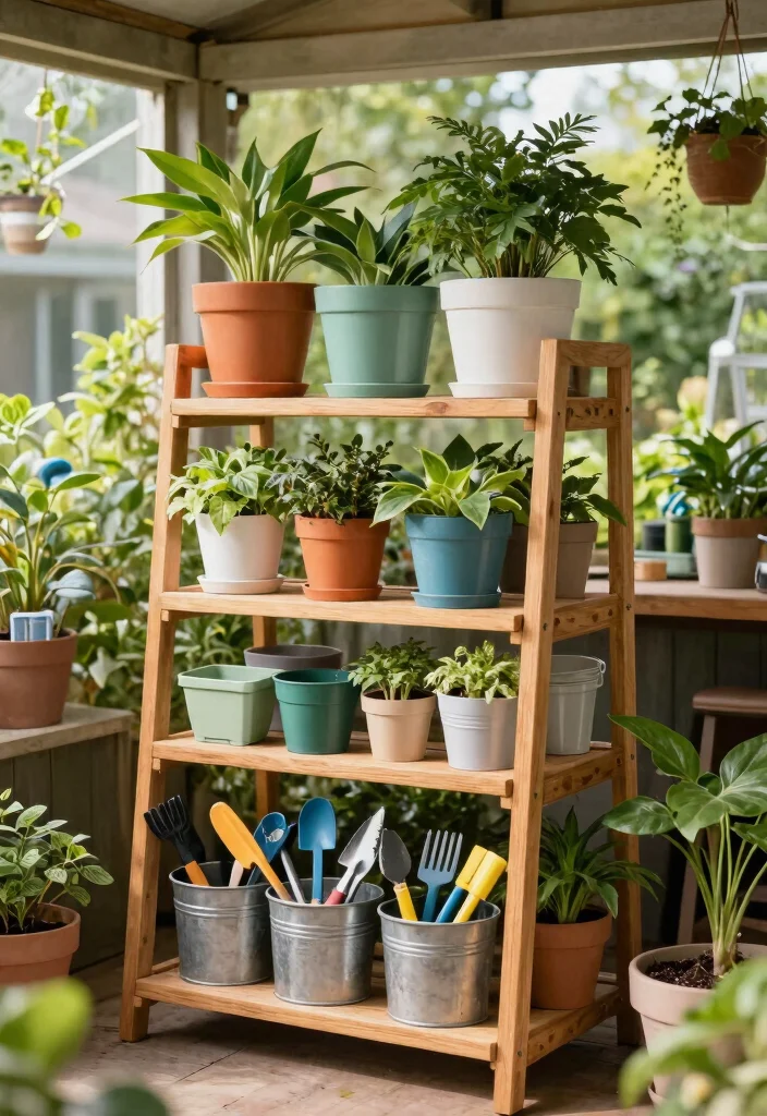 13 Heavy Duty Tool Shed Shelving Ideas DIY Builds 5. Multi tiered Plant Stands 0