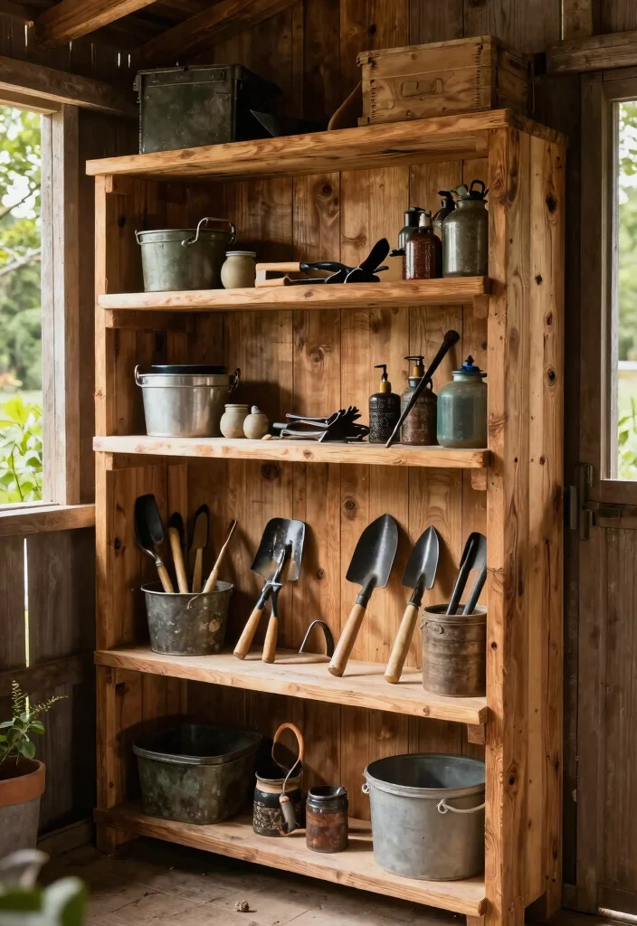 13 Heavy Duty Tool Shed Shelving Ideas DIY Builds 7. Reclaimed Wood Shelves 0