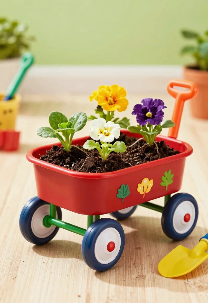 13 Nostalgic Red Wagon Garden Ideas for Front Porches 5. Vintage Toy Wagon for Kids 0