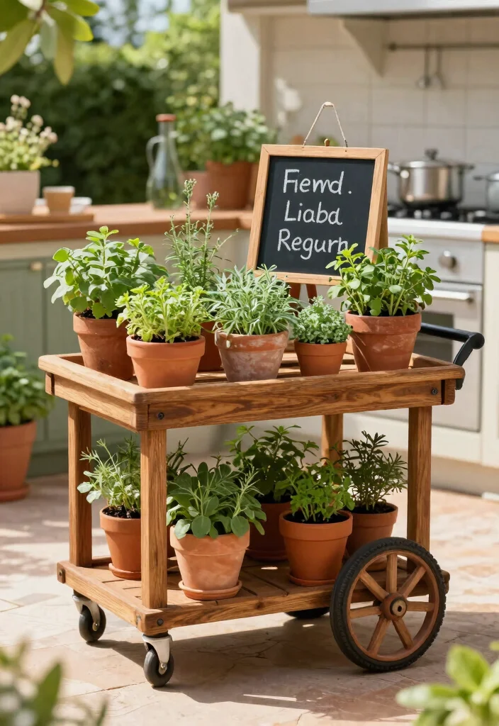 15 Beautiful Outdoor Garden Trolley Inspiration Photos 4 15 Beautiful Outdoor Garden Trolley Inspiration Photos 4. Functional Herb Cart 0