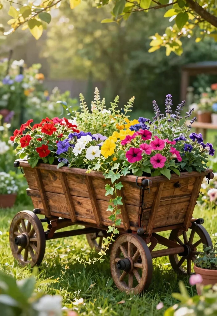 15 Clever Old Wagon Garden Ideas Upcycle Inspiration 1. Wagon Planter Paradise 0