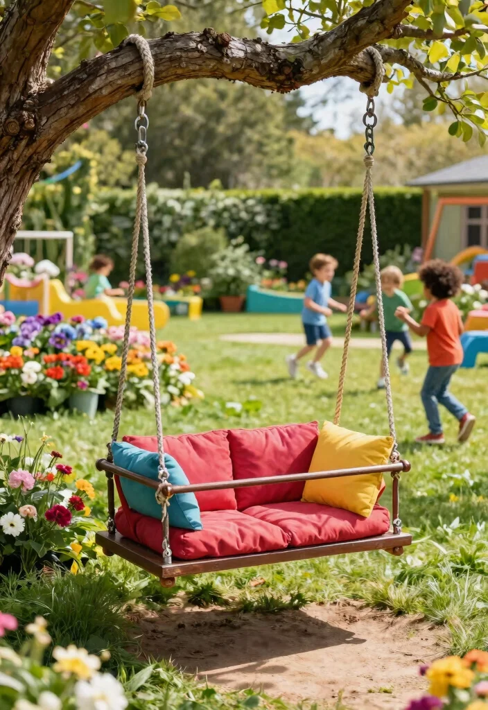 15 Clever Old Wagon Garden Ideas Upcycle Inspiration 12. Wagon Swing for Kids 0